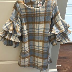 Plaid Ruffle Sleeve Dress Toddler 4T/5T